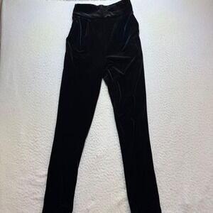 LOAVIES womens small Velvet‎ Pants High Waist Dressy Career Party Black Size S